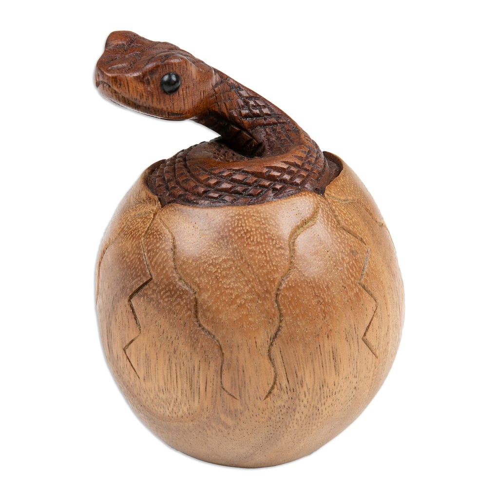Novica Handmade The Baby Cobra Wood Sculpture