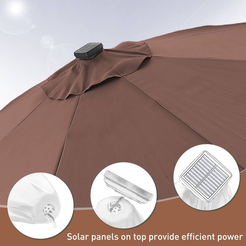 10ft Patio Umbrella with Lights Outdoor Solar Umbrella