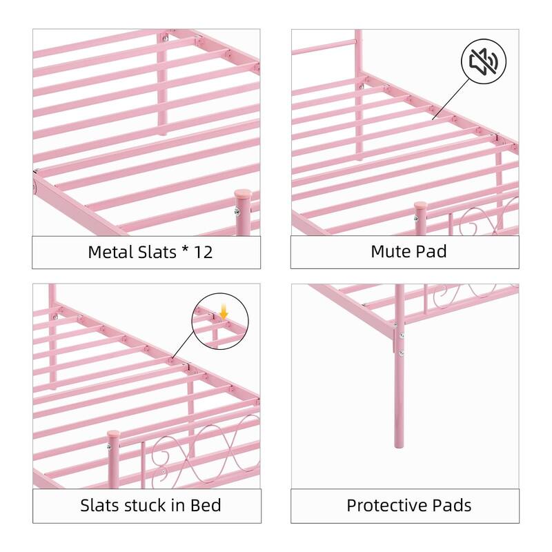 Bed Frame with Headboard and Footboard for Girls and Boys