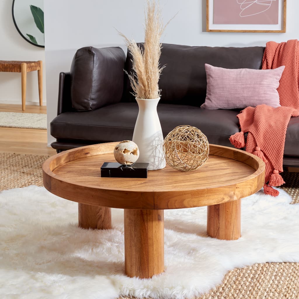 SAFAVIEH Leena 3 Leg Round Coffee Table - 36" W x 36" D x 15" H - 36Wx36Dx15H