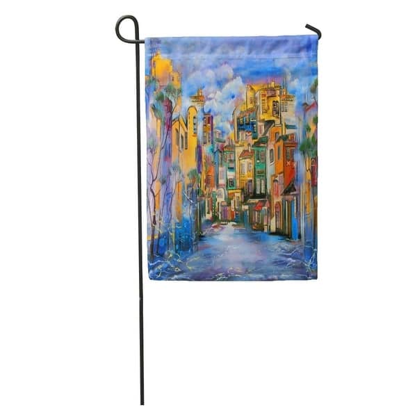 Shop Colorful Painting Cloudy Yard Orange Abstract Modern Canvas