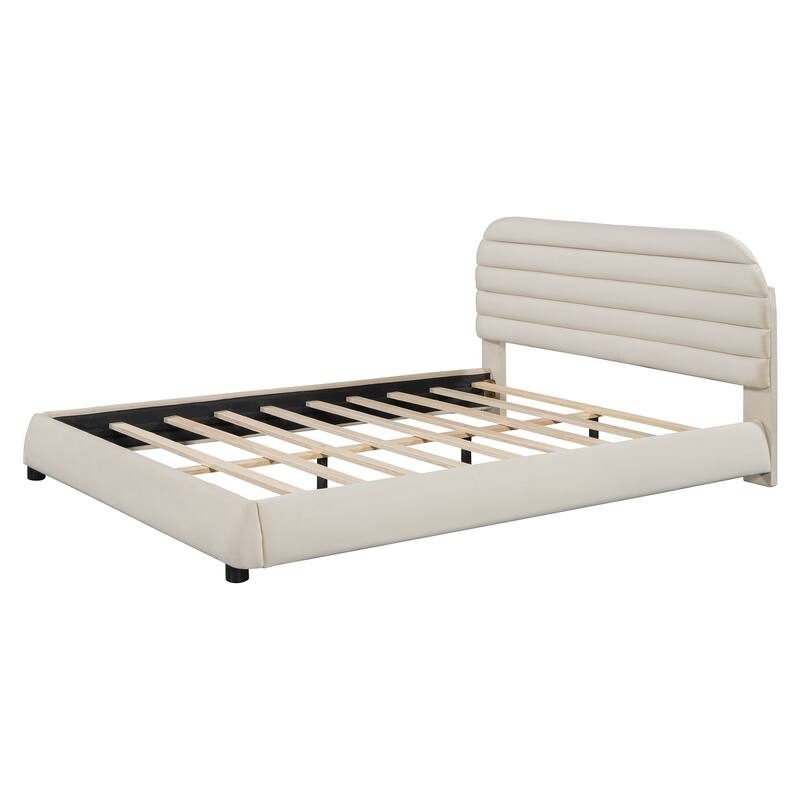 Bedroom Queen Size Velvet Upholstered Platform Bed