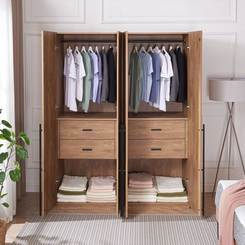 Manhattan Comfort Lee Modern 2.0 Freestanding Wardrobe Closet Armoire Set of 2