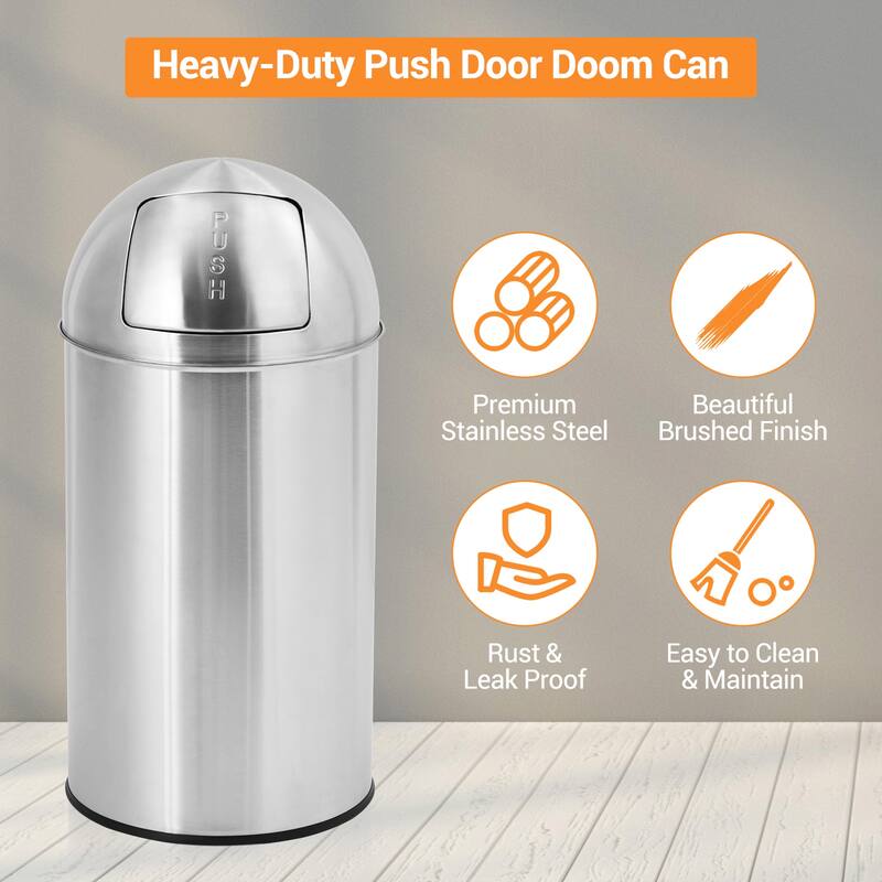 18.5 Gallon/70 Liter Trash Can, with Push Lid, Removable Inner Bucket