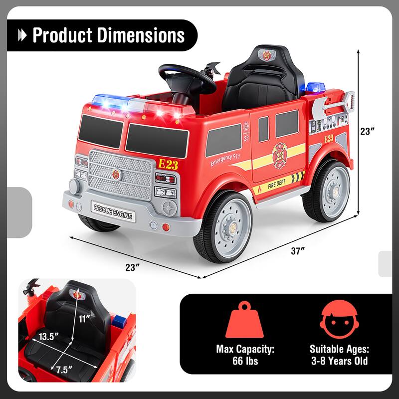 Gymax Kids Ride on Police Car 12V Battery Powered Electric Vehicle w/
