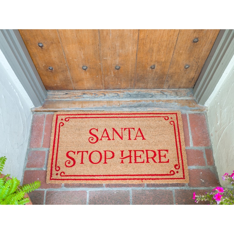 17" x 30" Coir Mat - Santa Stop Here
