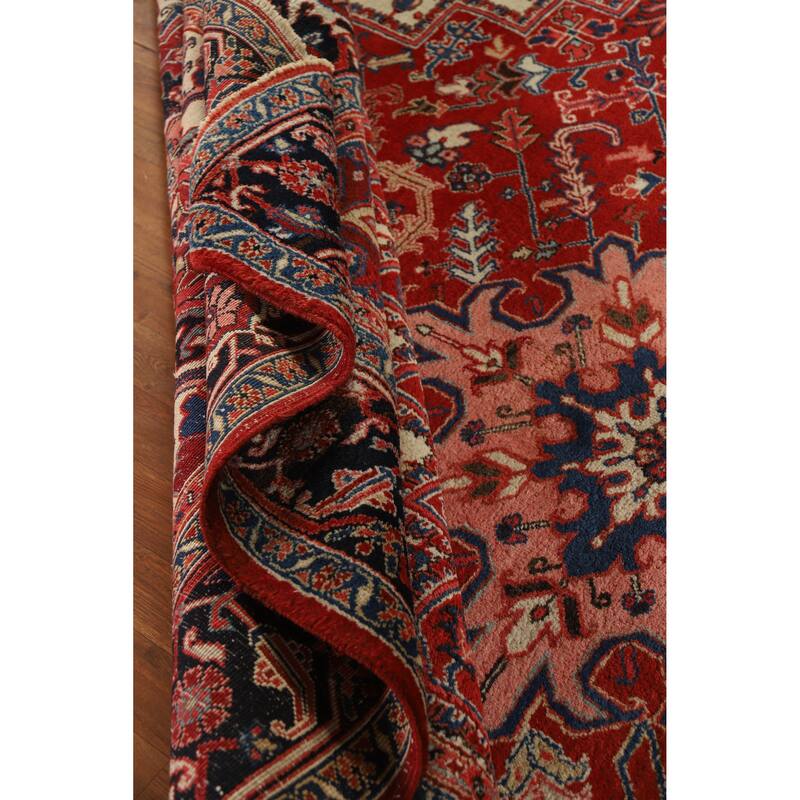 Hand Knotted Oriental 100% Wool Carpet Traditional Medallion Red Heriz (serapi) Area Rug - 11' 10'' X 8' 8''