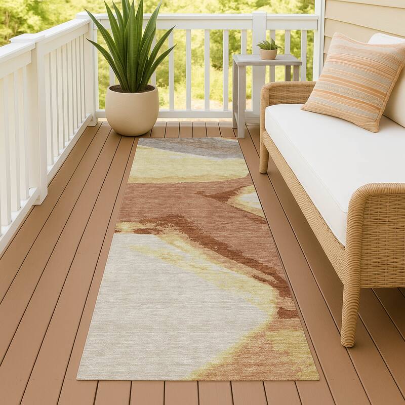 Machine Washable Indoor/ Outdoor Modern Cheney Chantille Rug - Paprika - 2'3" x 7'6"