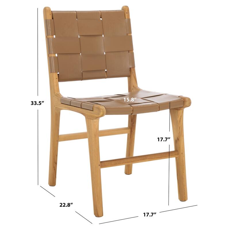 SAFAVIEH Couture Cassaphina Woven Leather Dining Chair - 18"W x 23"D x 34"H