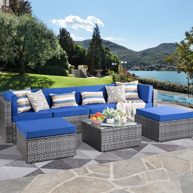 Futzca 7 Pieces Outdoor Patio Sectional Sofa Couch