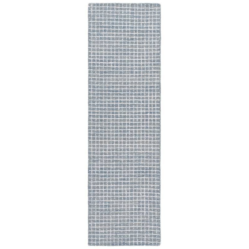 SAFAVIEH Handmade Abstract Germinia Contemporary Rug - 2'3" x 8' Runner - Ivory/Blue