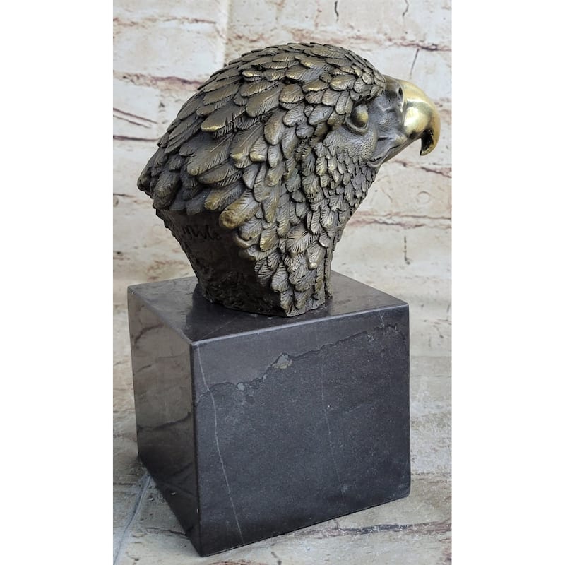 Bust American Bald Eagle Bronze Marble Sculpture Statue Figurine Art Deco Figure