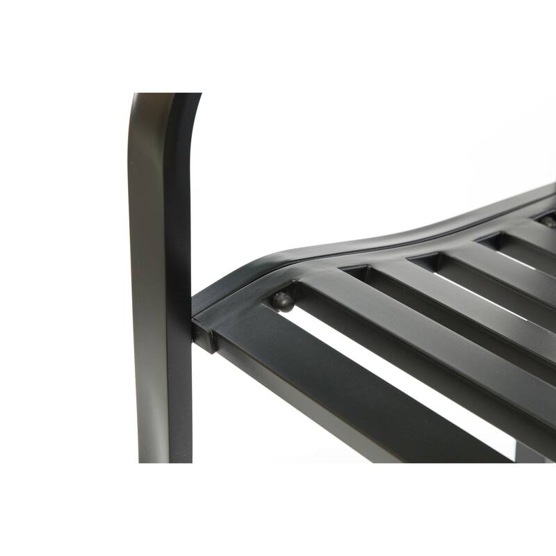 Steel Outdoor Patio Garden Park Seating Bench with Cast Iron "Welcome" Backrest, Front Porch Yard Bench Lawn Decor