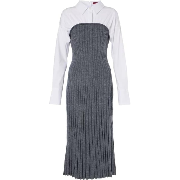 staud grey dress Silver Long Sleeve Elastic Sequins Mermaid Maxi Dress main image 1