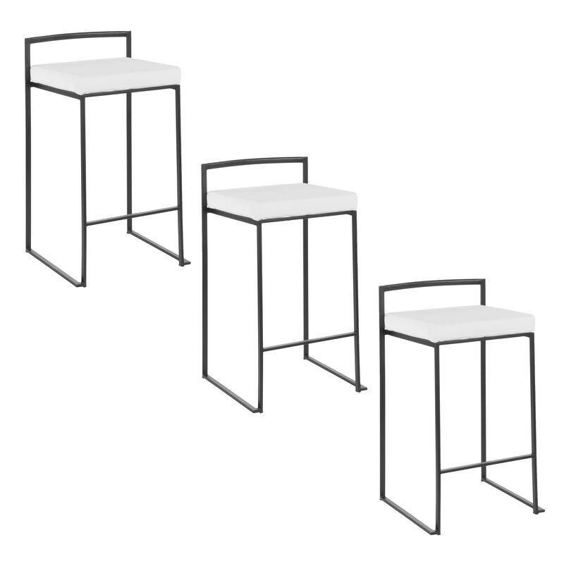 Porch & Den Forrest Black Stackable Fully Welded Counter Stool (Set of 3)