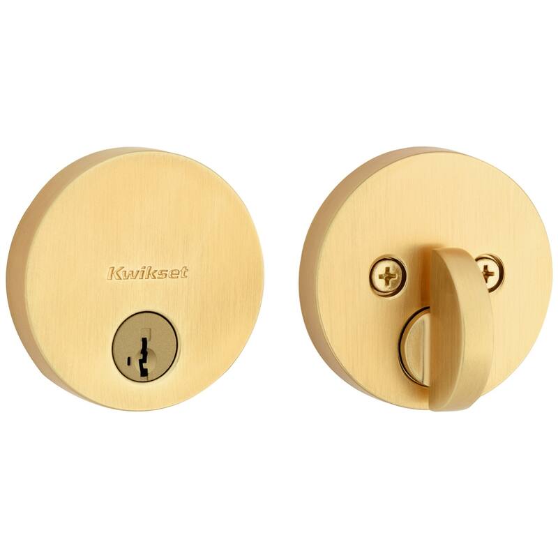 Kwikset Uptown Low Profile Single Cylinder Deadbolt with SmartKey - Satin Brass