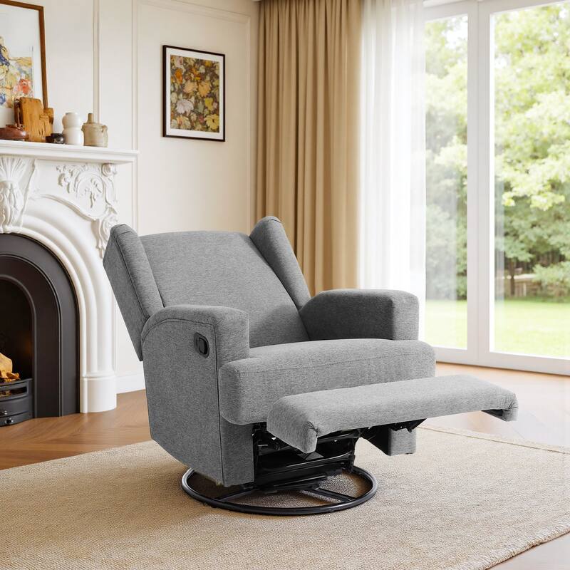 UIXE Upholstered Chenille/Boucle Swivel Glider Rocker Recliner