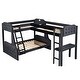 preview thumbnail 11 of 10, L-Shaped Twin over Full Bunk Bed with Desk and Upholstered Panels