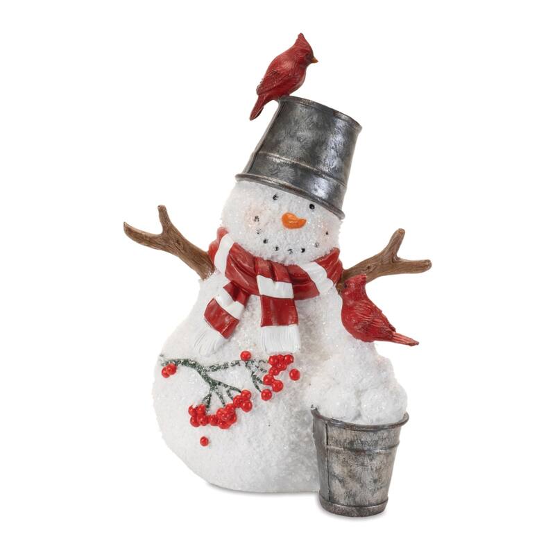 Cardinal Snowman Christmas Figurines - 9.75" - Set of 3