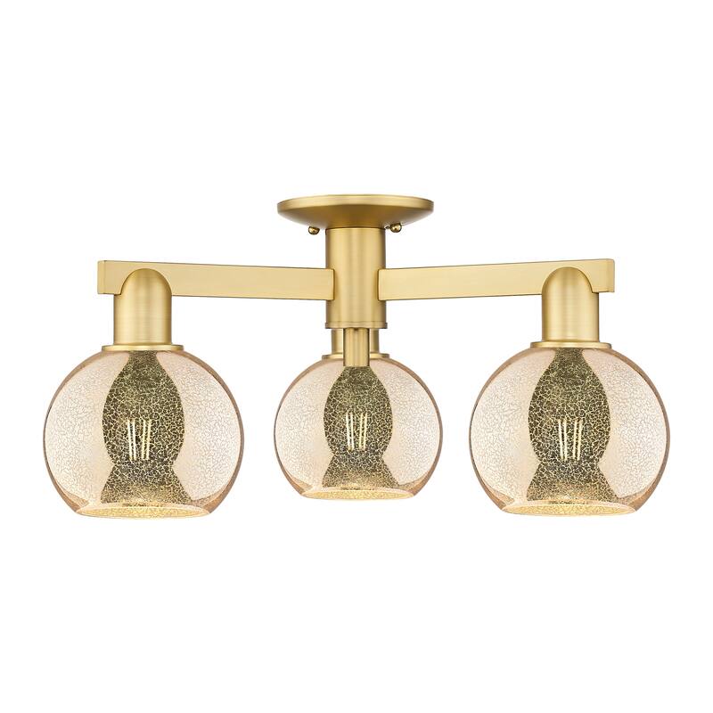 Innovations Lighting Endless Possibilities Arcadia - Athens - 3 Light 23" Semi-Flush Mount - Mercury/Satin Gold
