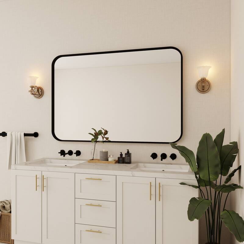 Organnice Rectangular Aluminum Frame Vanity Bathroom Mirror with Clear Glass