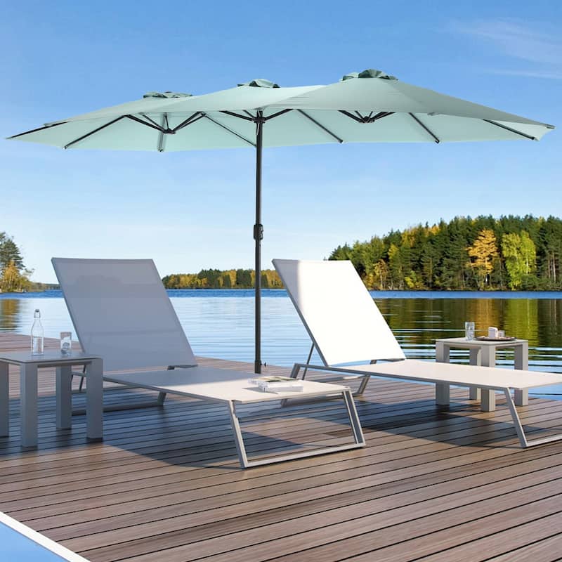 HOMEFUN 14.8 Ft Double Sided Outdoor Umbrella Rectangular Large with Crank