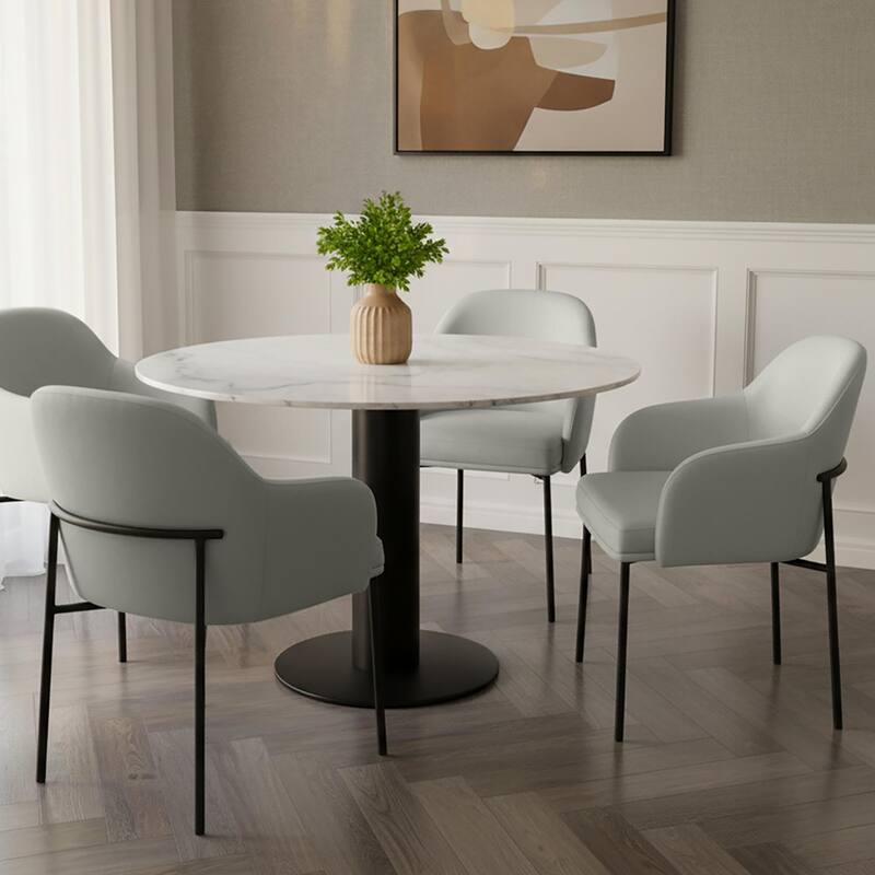 Manhattan Comfort Loft Vegan Leather Metal Armchair - Set of 2 - Grey