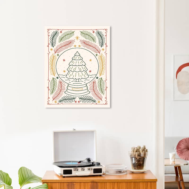 Wynwood Studio Canvas Holiday and Seasonal Snow Globe Classic Pine Green Modern & Contemporary Wall Art Canvas Print - 20 x 24