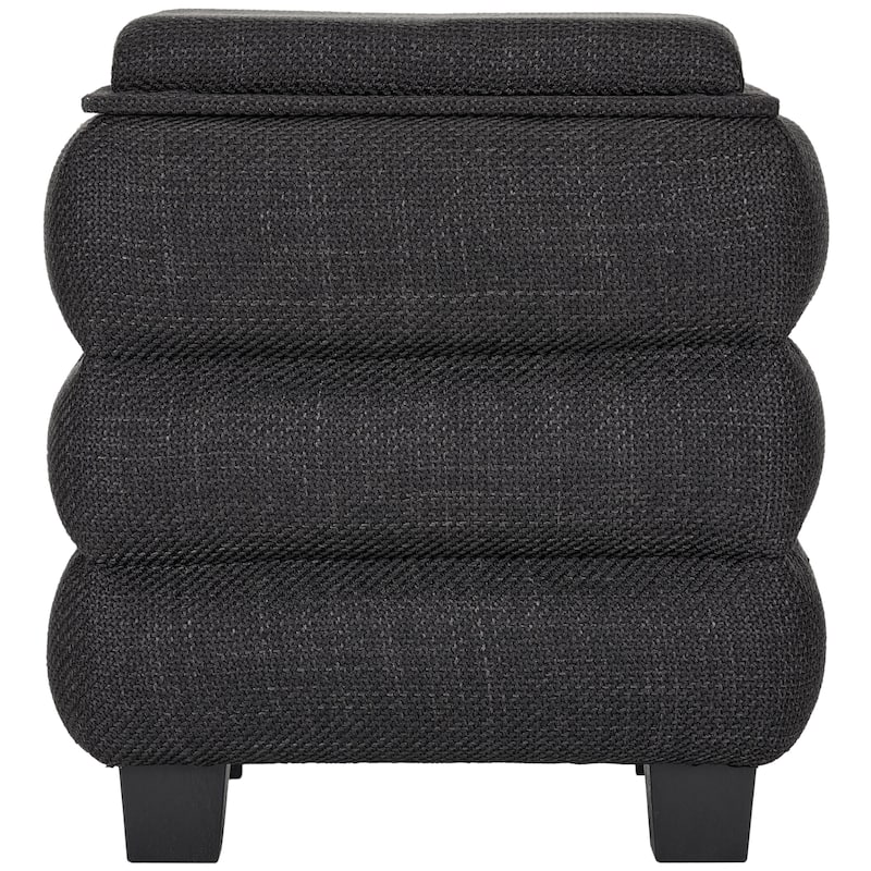 Modern Cube Ottoman with Tray Top and Hidden Storage Linen Seat