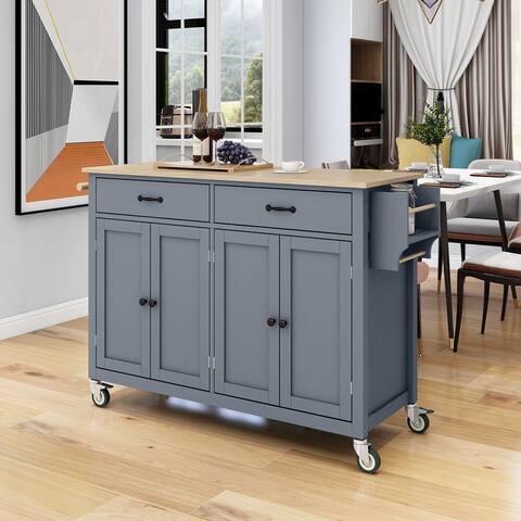 Kitchen Cart with Locking Wheels,Door Cabinet and Spice Rack