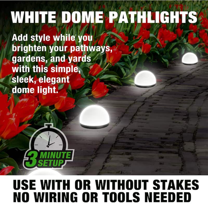 Bell + Howell Solar Powered Dome Lights with Auto On/Off - Pack of 4 - Black
