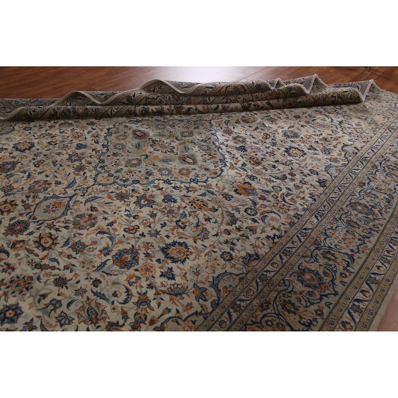 Kashan Persian Traditional Floral Area Rug Hand-knotted Wool Carpet - 9'8" x 12'8"