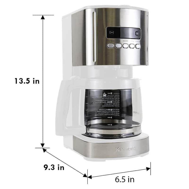 Kenmore Aroma Control 12-Cup Programmable Coffee Maker, White and Stainless Steel, Reusable Filter