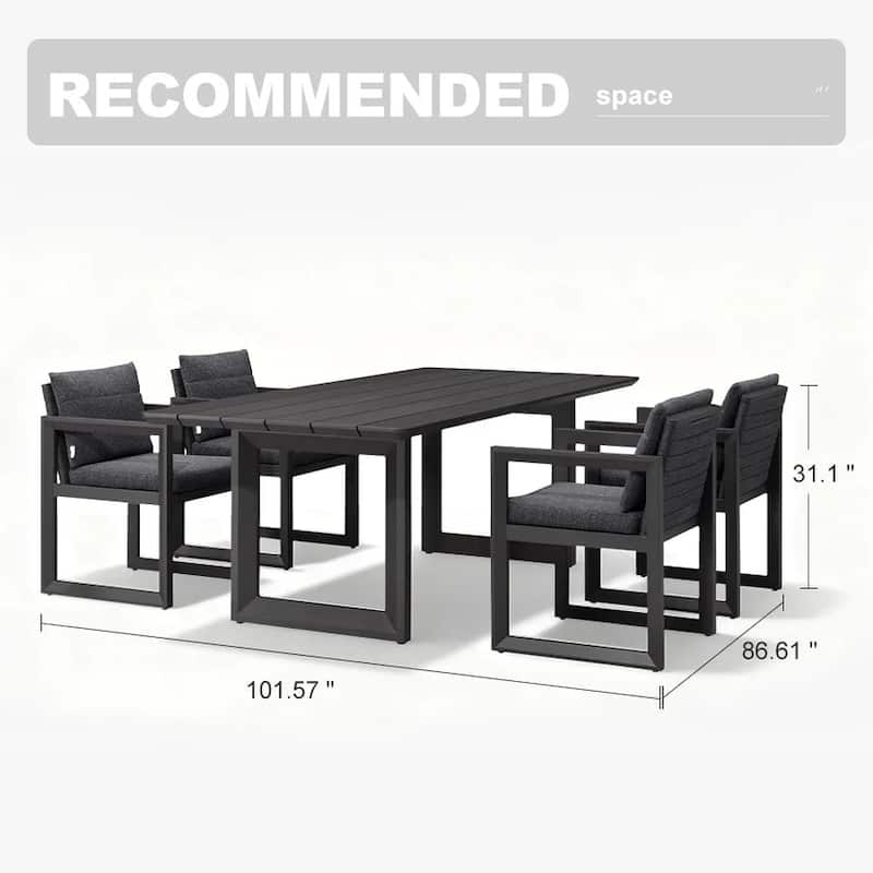 PURPLE LEAF Caesar Outdoor Dining Set Aluminum Luxury Patio Furniture with Olifen Removable Thick Cushion and Pillow-Grey - N/A