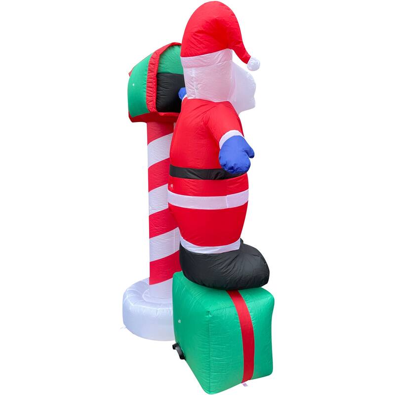 Christmas Time 6-Ft. Pre-Lit Inflatable Welcome Mailbox with Santa, Snowman, and Penguin Outdoor Christmas Decoration