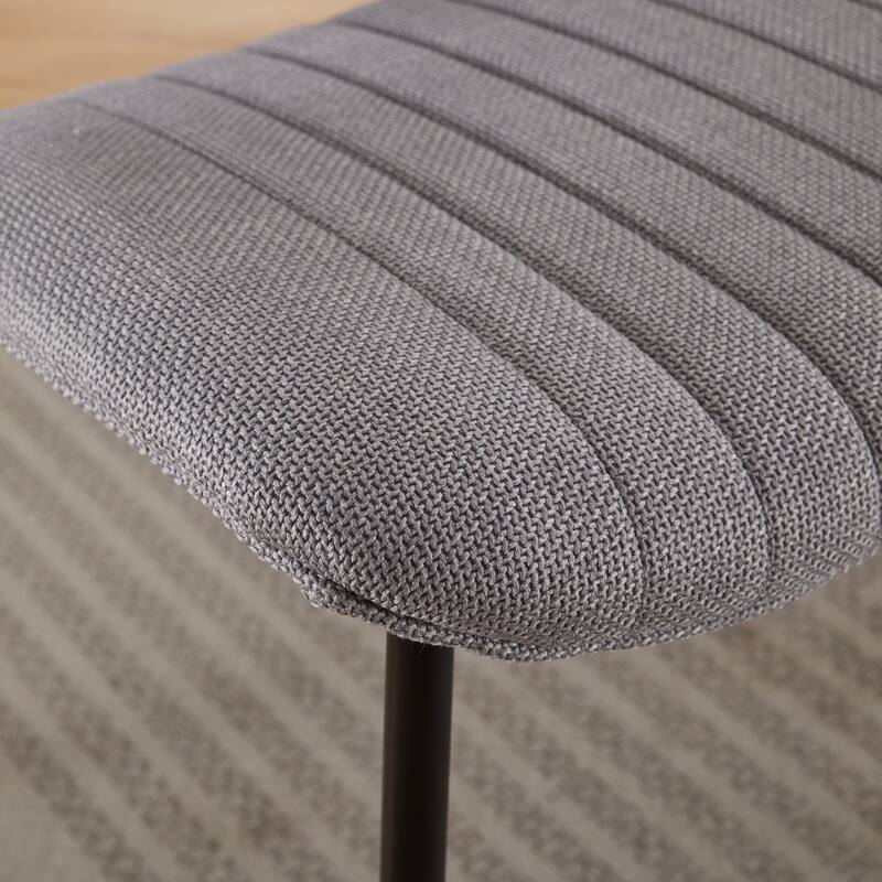 2 Piece Linen Dining Chair Set with Metal Legs, Curved Backrest Dining Room Chair Indoor Lounge Side Chair