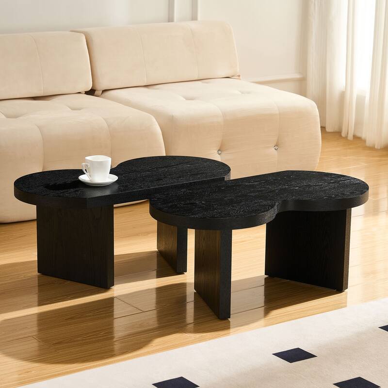 Living Room Coffee Table Centre Table with A Butterfly Shaped, Split Accent Table Console Table