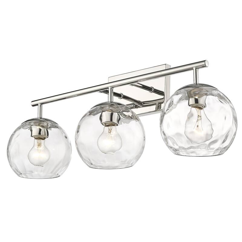 Mackenzie 3-light Polished Nickel Bath/ Vanity Fixture w/ Water Glass