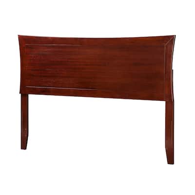Modern Headboard with USB Charger - Full Size, Adjustable Height, Walnut Finish, Fits Metal Bed Frames