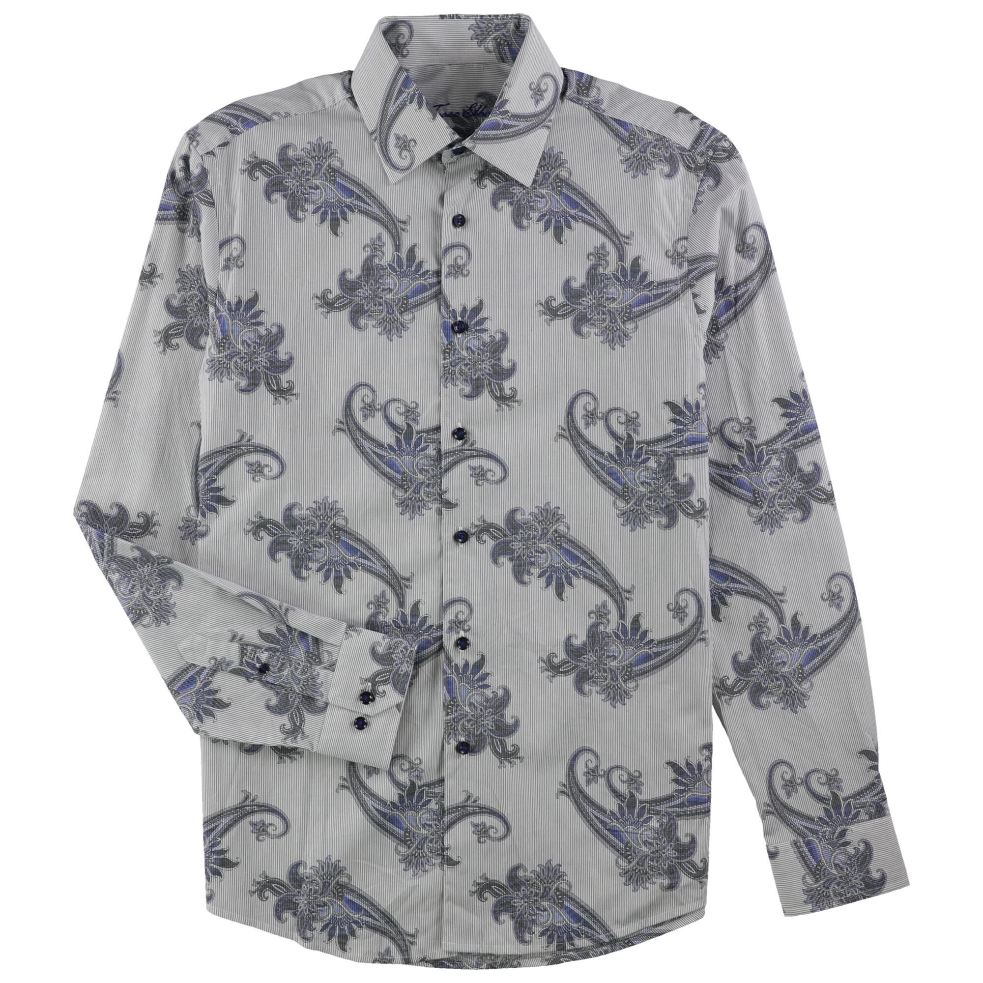 tasso elba dress shirts Shirt Mens 17.5 34/35 Blue Paisley Classic Fit Cotton LS and even dressy accessories for special occasions Tasso Elba mens button down