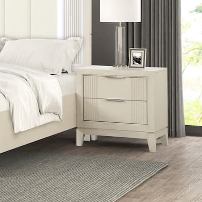 Furniture of America Irwin Antique White Solid Wood 2-Drawer Nightstand
