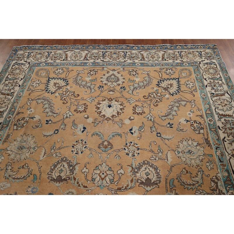 Floral Tabriz Vintage Persian Area Rug Hand-Knotted Wool Carpet - 7'5" x 10'9"