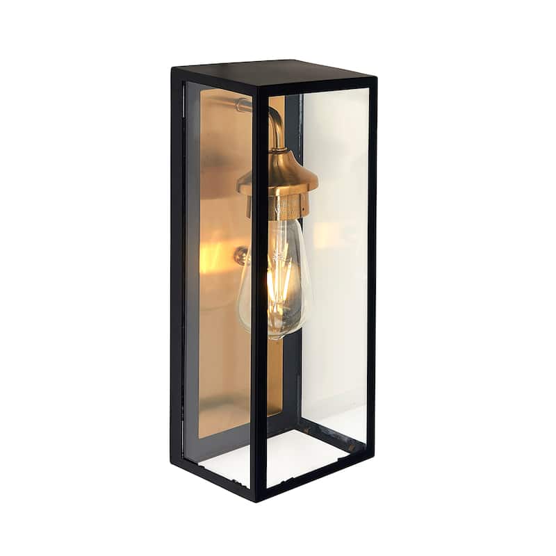 1 light 14 inch black and gold outdoor wall sconce