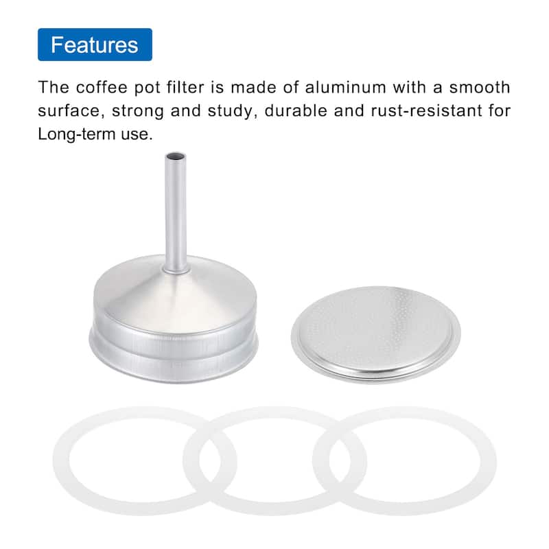 Aluminium Filter Replacement 81x71x4mm for 12-Cup Use Mocha Coffee Maker Pot - Silver