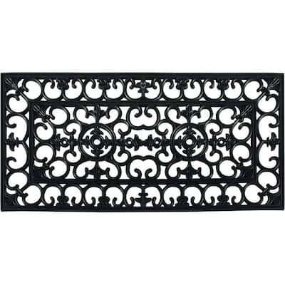 A1HC 24" x 48" Rubber Anti Slip Heavy Duty Garden Patio Large Doormat for Indoor/Outdoor Long Lasting Welcome Mats, Black