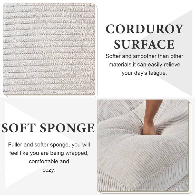 Versatile U-Shaped Corduroy Sofa with Removable Cushions & Multi-Functional Layout - 6 Seater