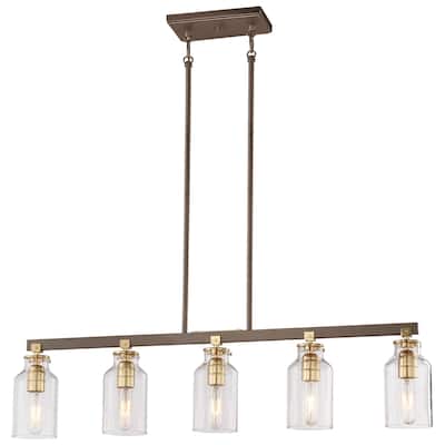 Lavery Morrow Harvard Court Bronze & Clear Glass 5 Light Island
