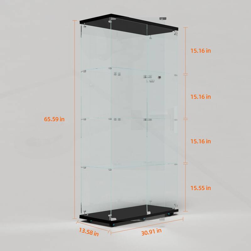Versatile Tempered Glass Cabinet with Lock and Bluetooth LED Strip for Various Rooms