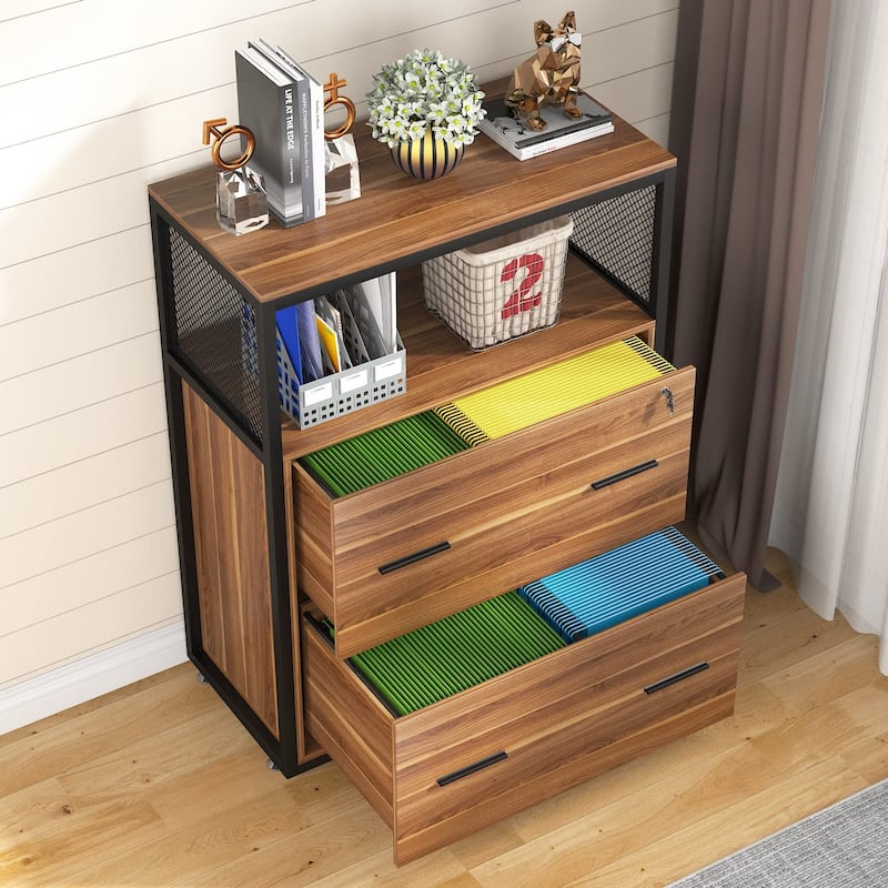 2 Drawer File Cabinet with Lock, Lateral Filing Cabinet