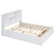 preview thumbnail 10 of 22, Queen Size Solid Pine Wood Platform Kids Bed Frame with Built-In Storage Shelves of the Headboard and 2-Drawers, White